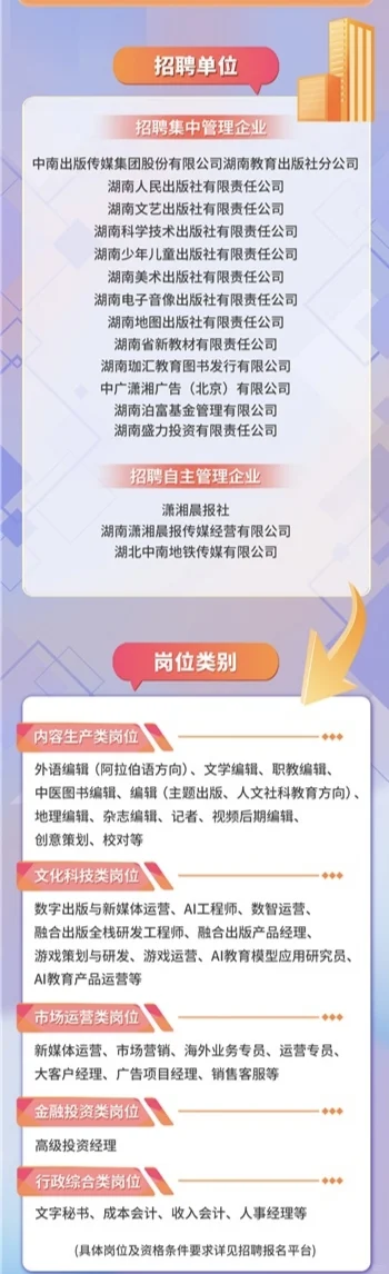 湖南出版&中南传媒2025秋季招聘发布！