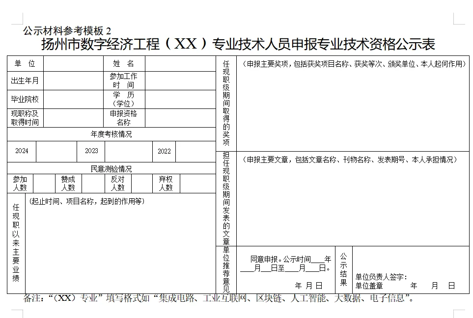 职称公示材料参考模板🔥