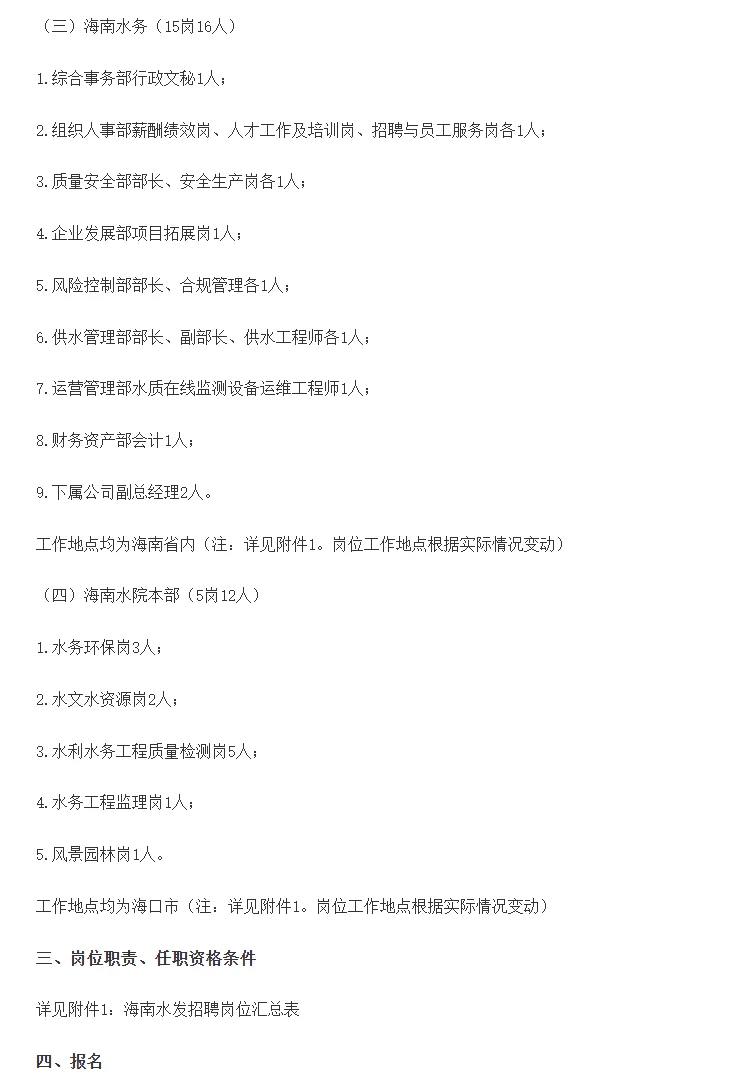 海南省水利水务发展集团招聘工作人员75名