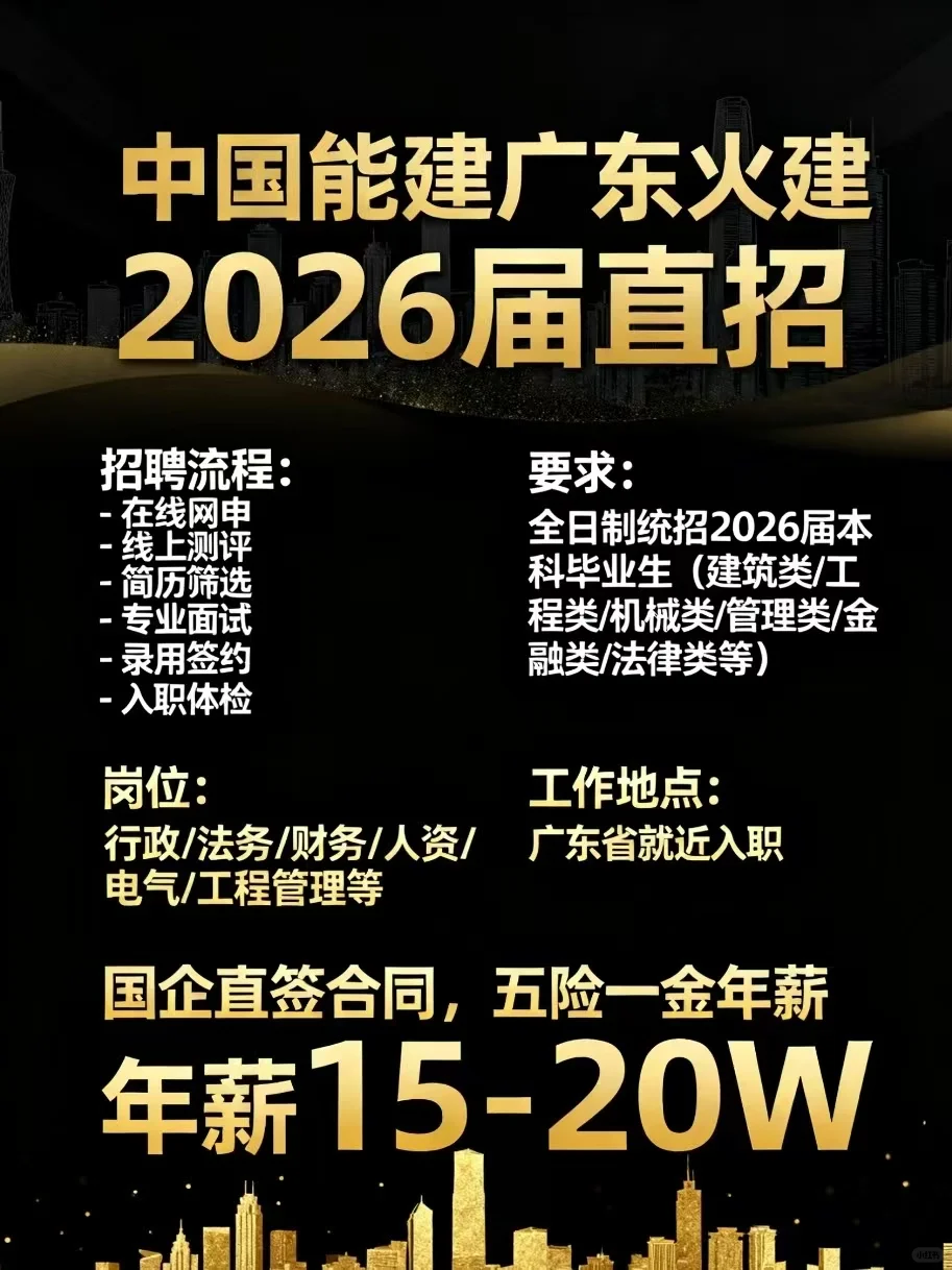 🚀广东火电直招丨国企offer等你拿