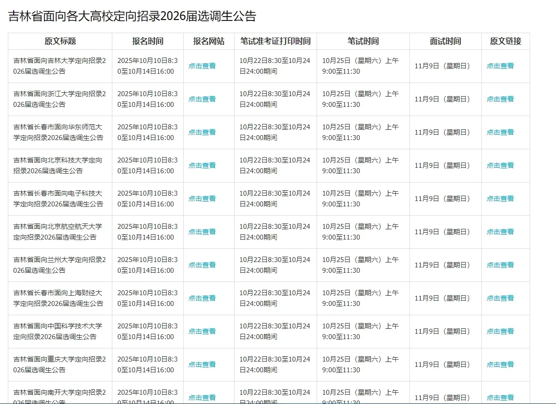 吉林2026面向高校招录选调生