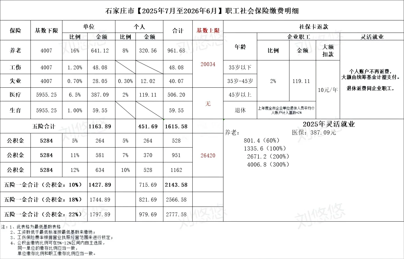 最新社保缴费明细