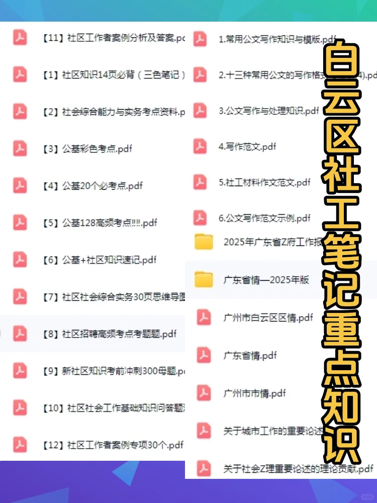 2025广州白云区社区工作者招聘考试备考资料