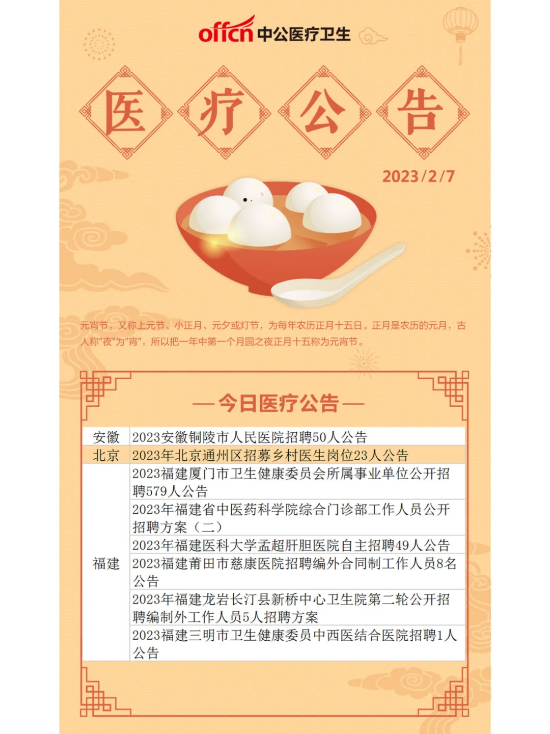 2.7卫生单位新出招聘公告57个