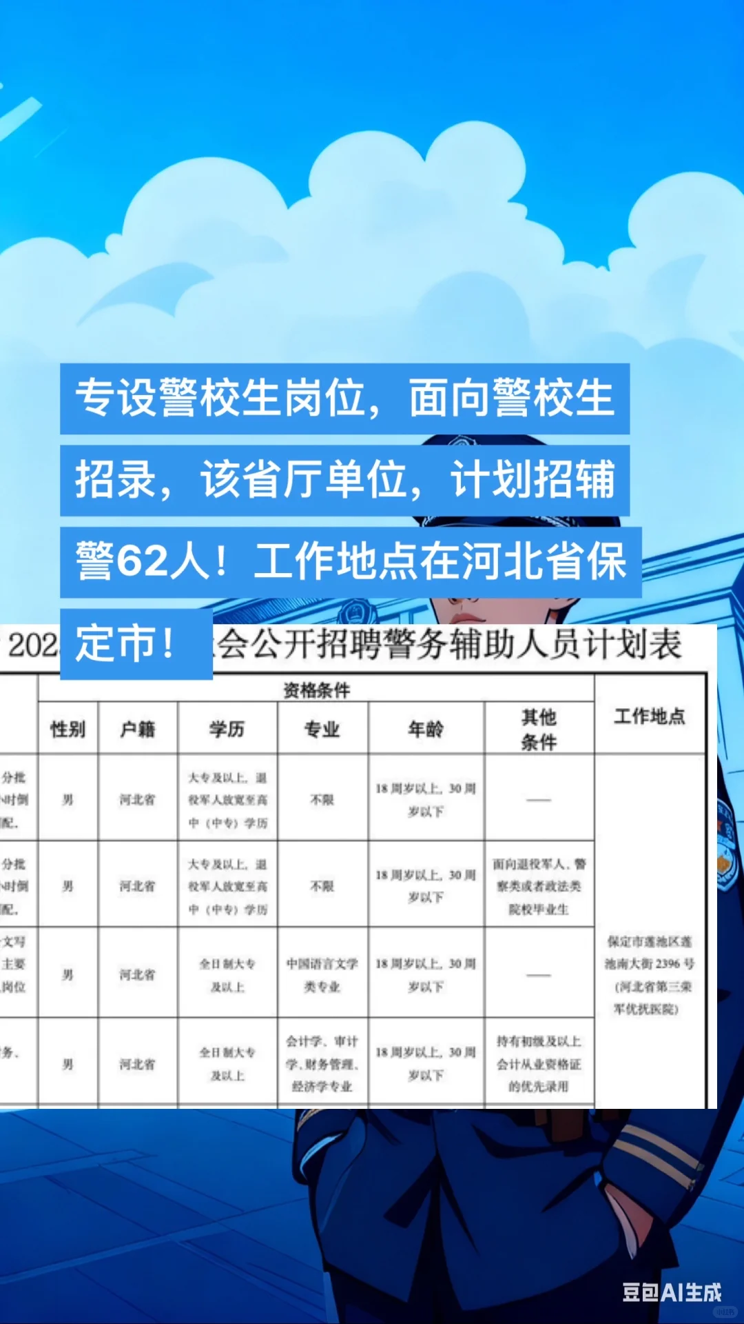 专设警校生岗位，面向警校生招录，该省厅单位