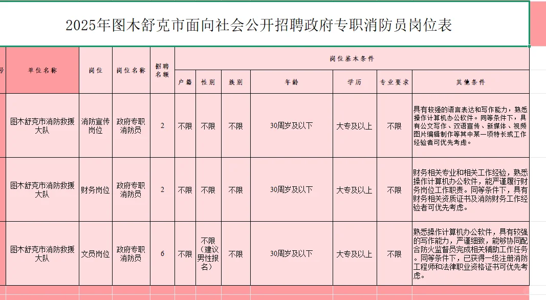 2025年图木舒克市公开招录10名政府专职消防