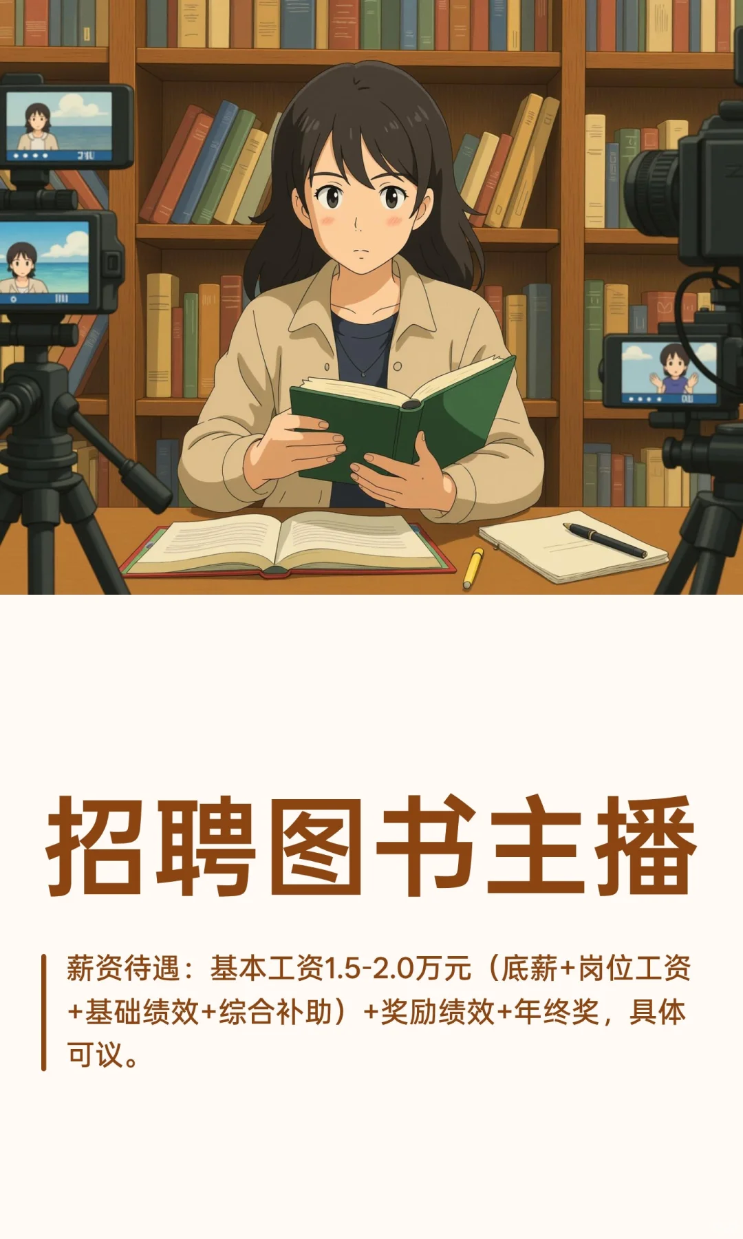招聘图书主播（带货主播）