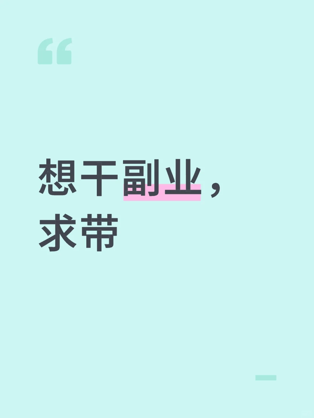 想干副业，求带