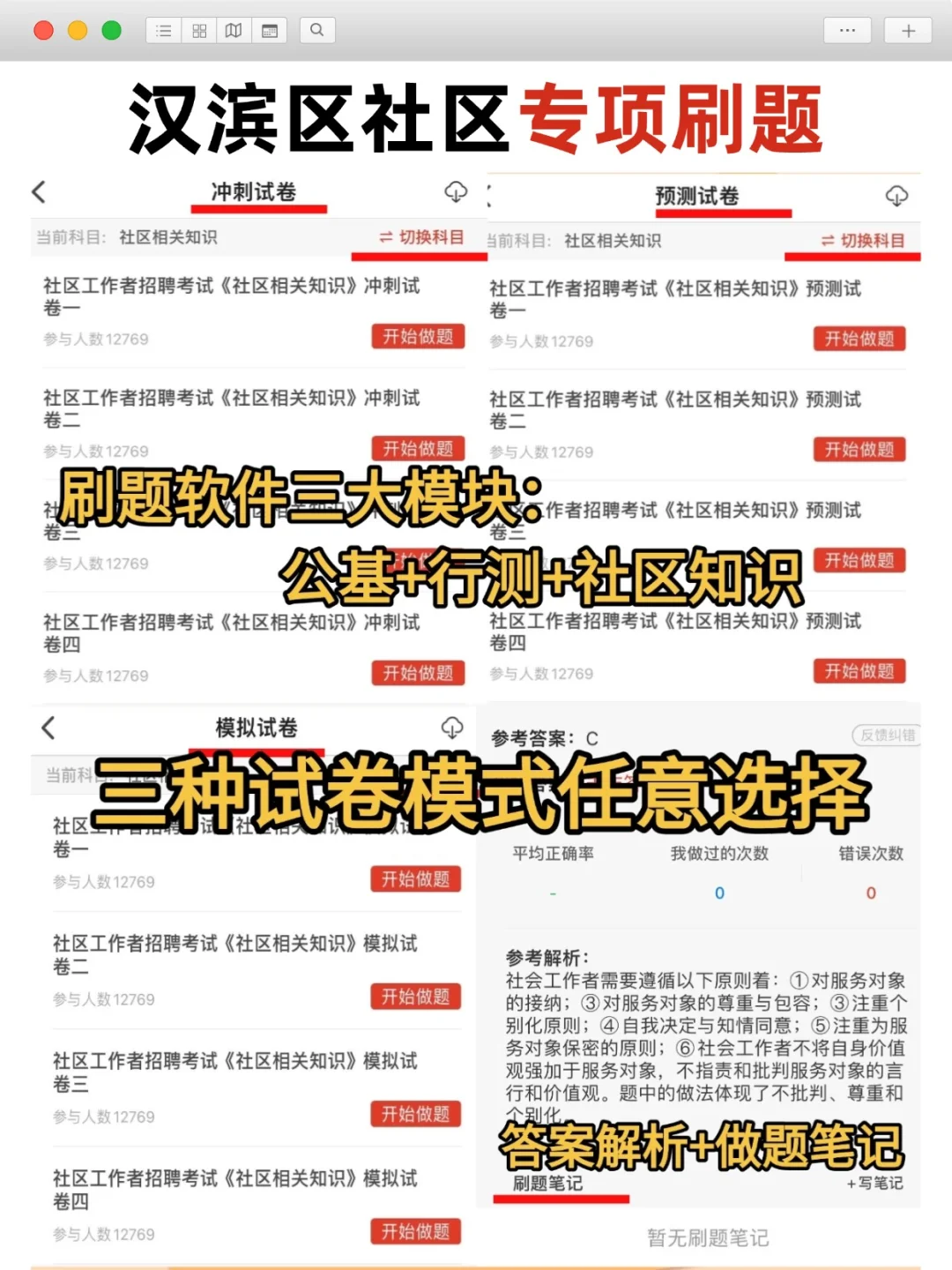 紧急通告‼️汉滨区社区工作者招聘备考资料