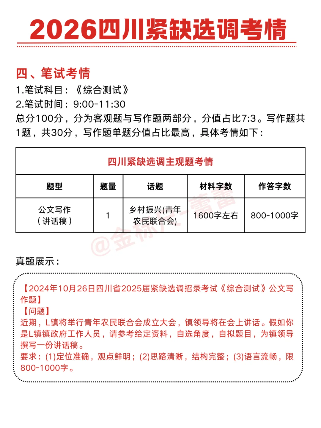 来了！2026四川紧缺选调笔试考情分析！