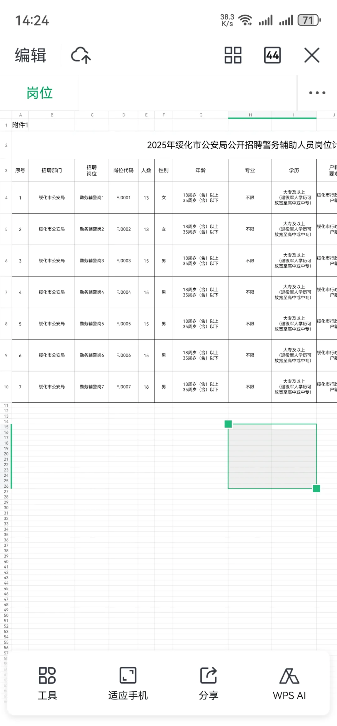 2025年绥化市公安局面向社会公开招聘辅警