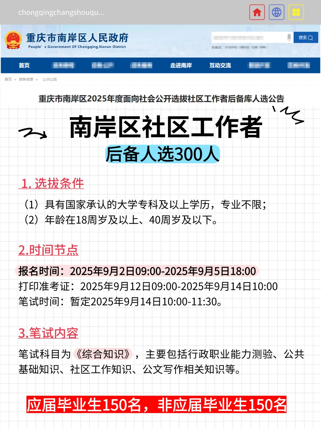 300，快冲！重庆社区工作者公告！