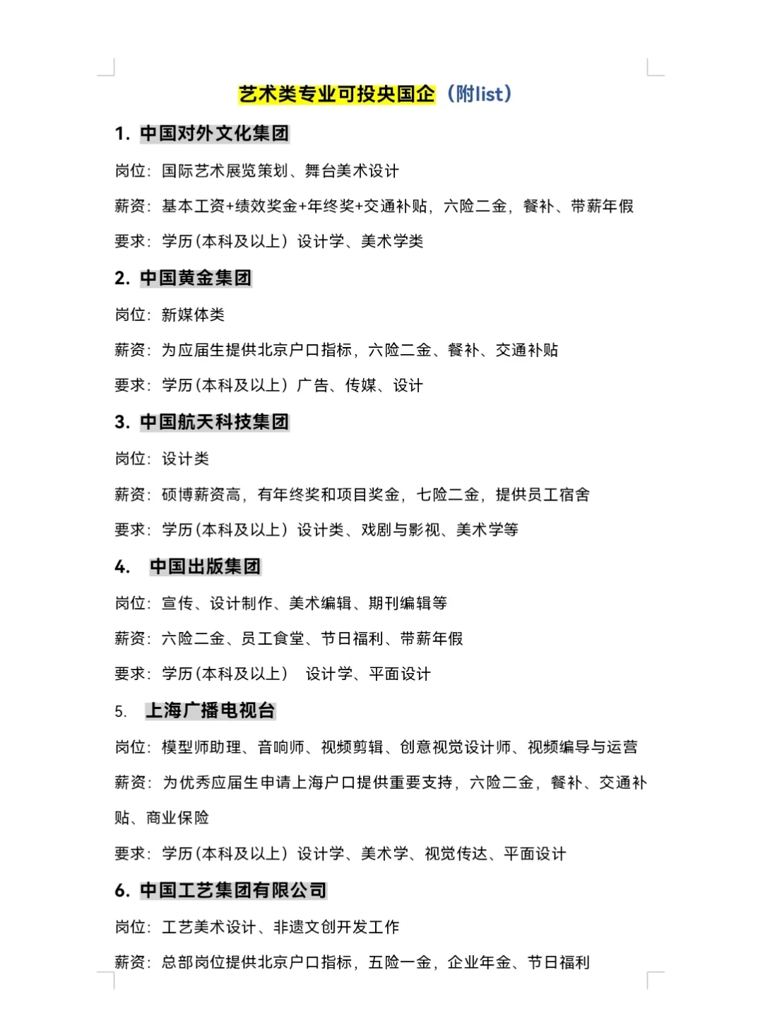 10.9 | 艺术类专业可投央国企