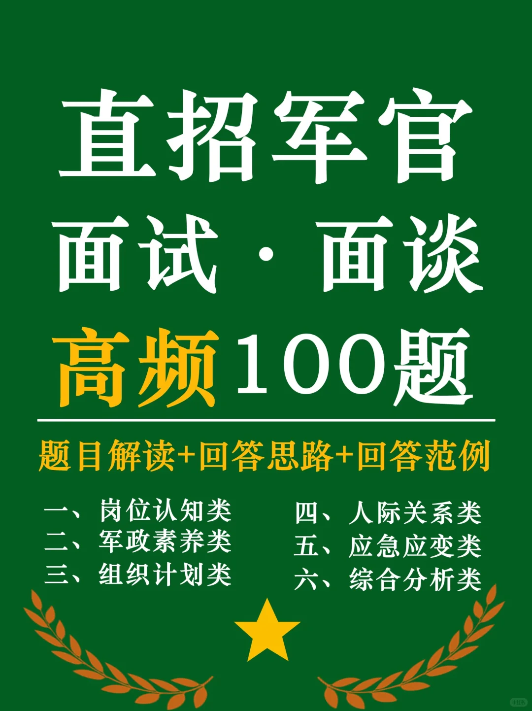 【直招军官】面试高频100题，逐字稿直接备