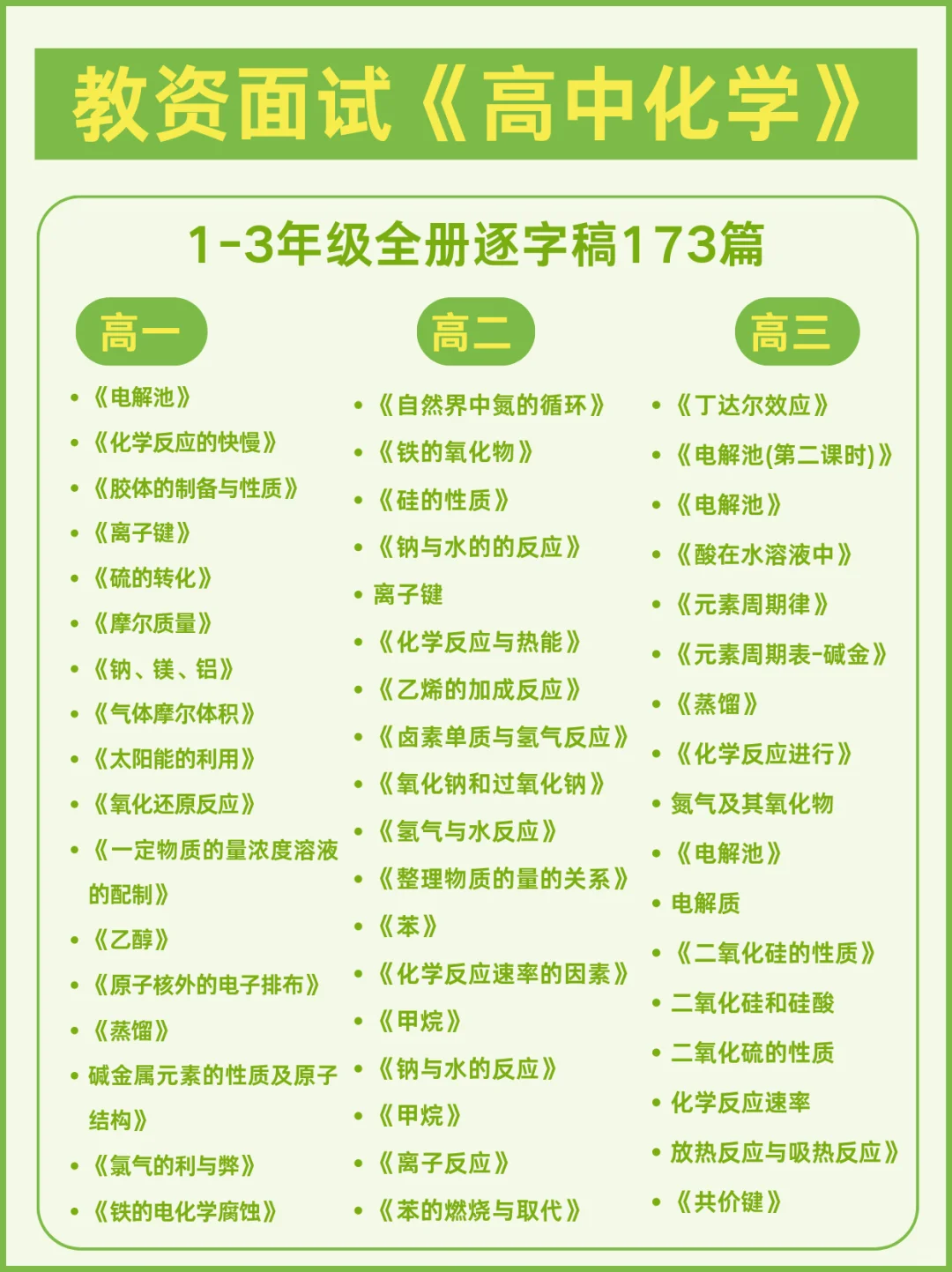 25下高中化学教资面试全册逐字稿来啦啦啦！