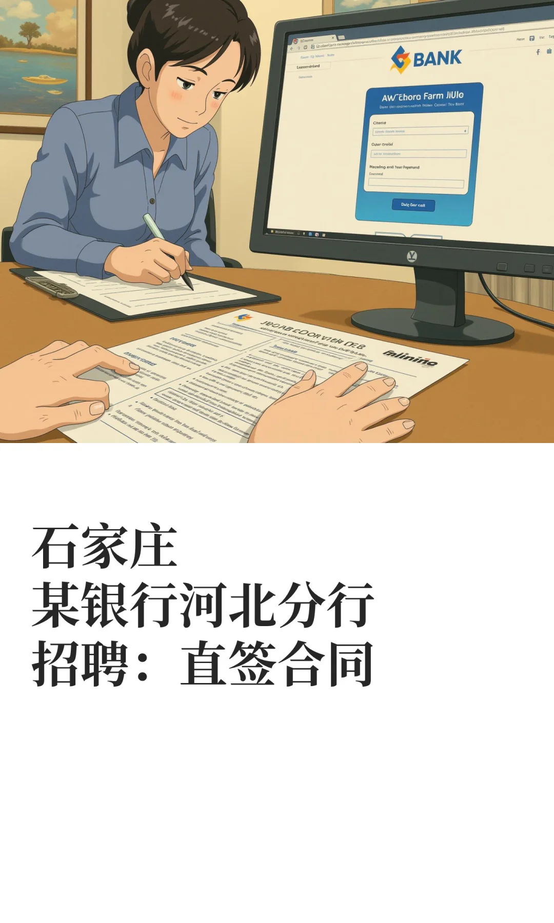 石家庄某银行河北分行招聘：直签
