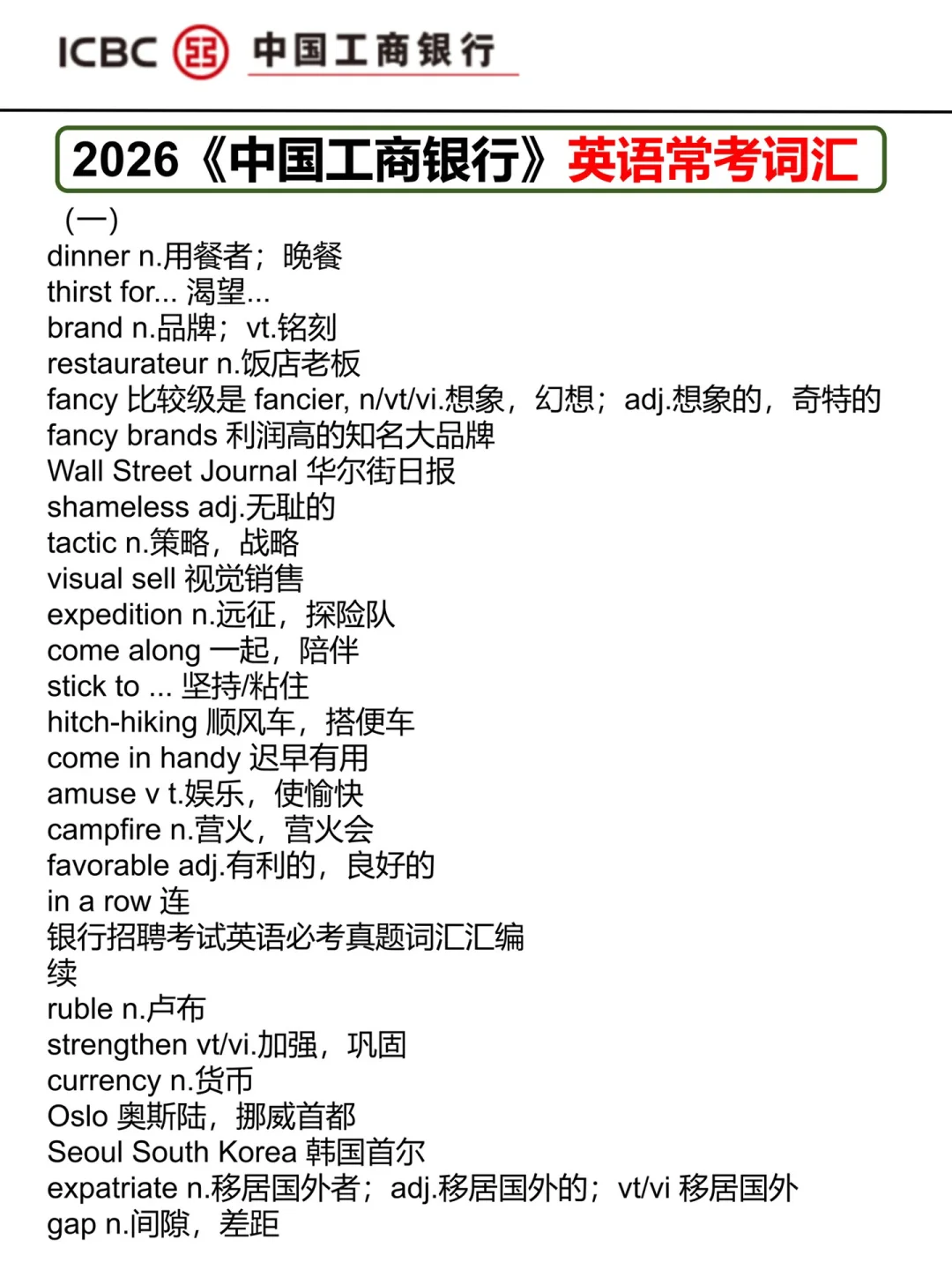 假如你从现在开始备考工商银行（保进面版）