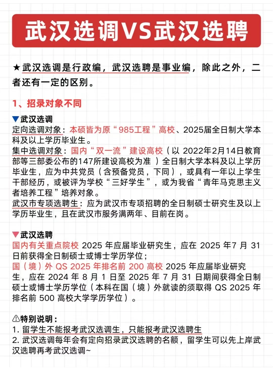 武汉选聘生与选调生的区别，你了解吗？🤔