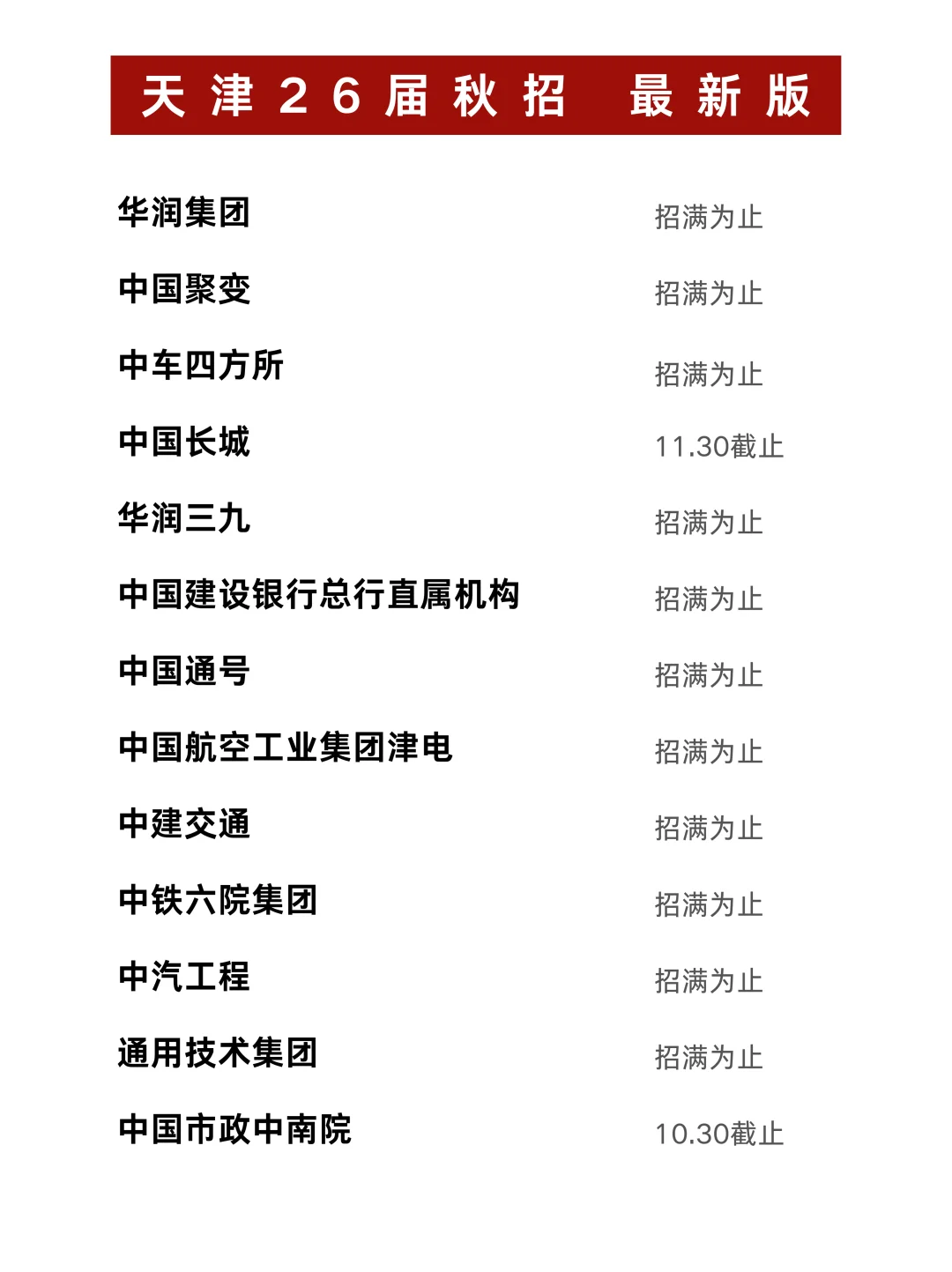 天津26校招央国企“神仙阵容”曝光