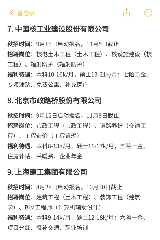 土木工程类一定要投的央国企---秋招篇