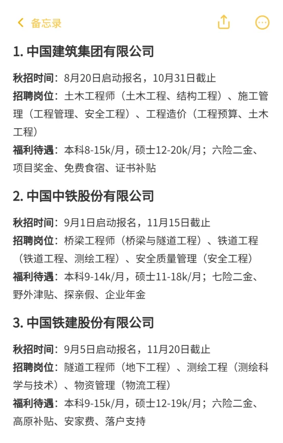 土木工程类一定要投的央国企---秋招篇