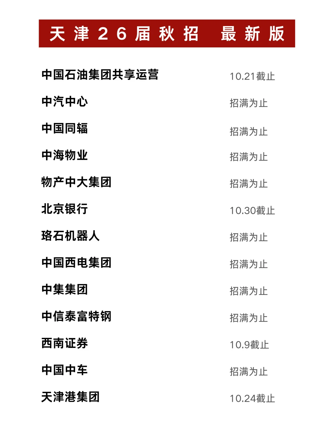 天津26校招央国企“神仙阵容”曝光