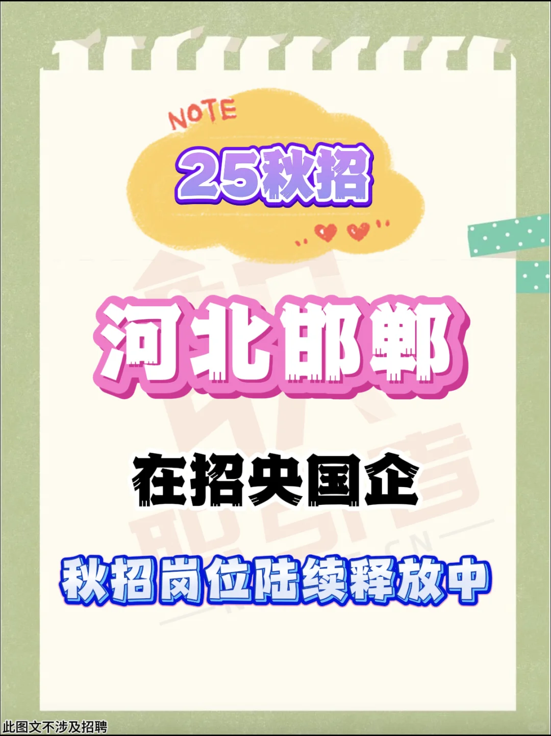 25秋招，河北邯郸在招央国企岗位