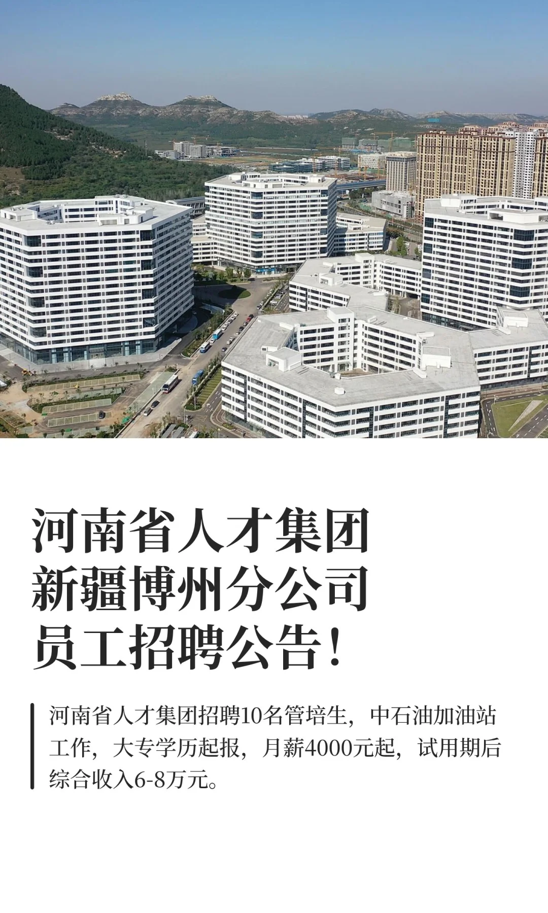 河南省人才集团新疆博州分公司员工招聘公告