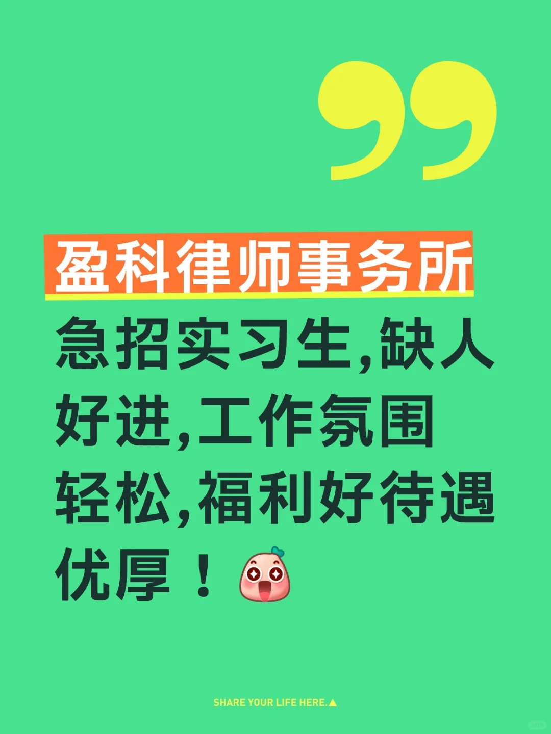 盈科律师事务所急招实习生！