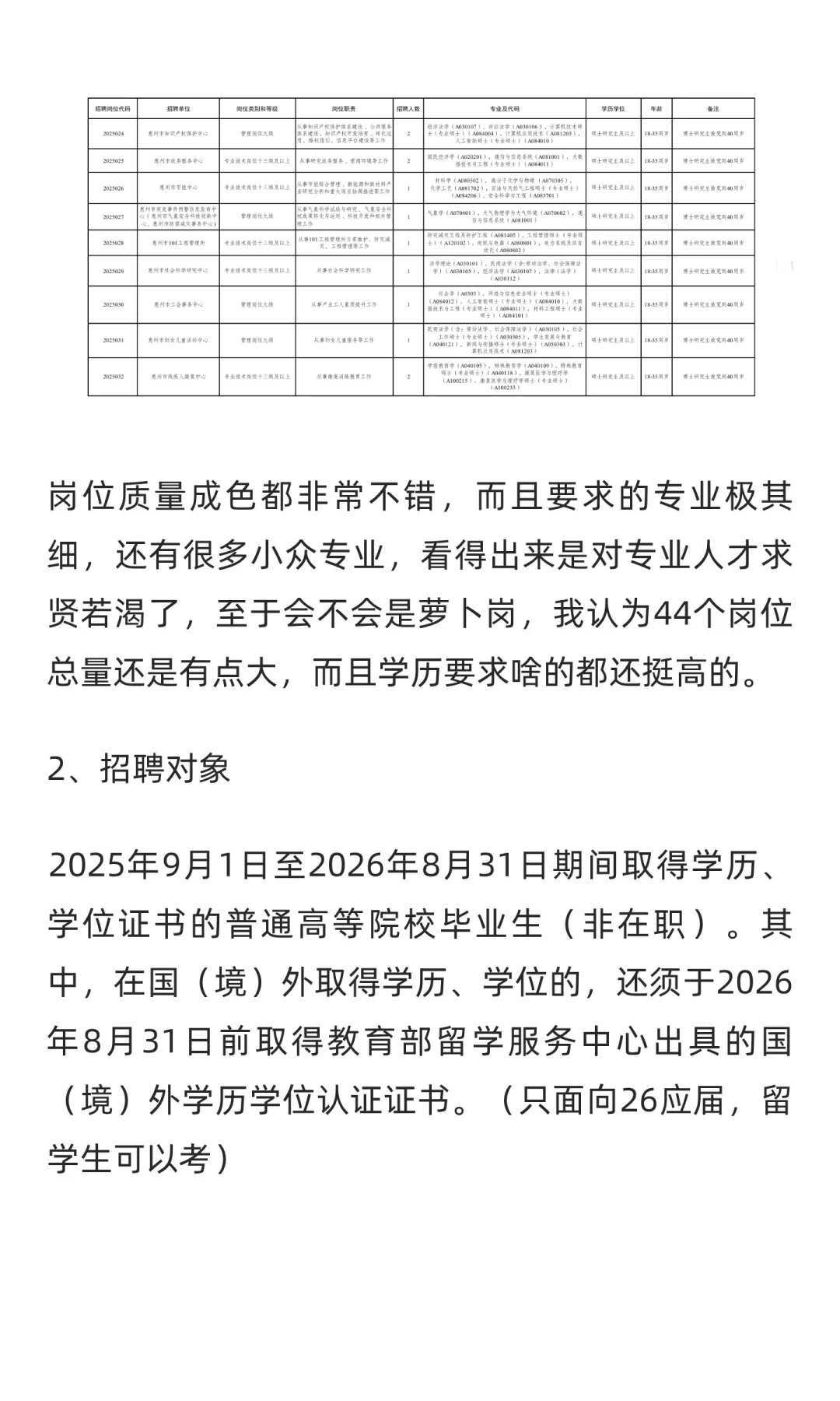 惠州市直事业单位招聘（北京设点）