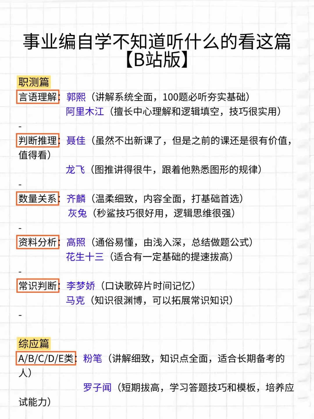 事业编自学不知道听什么的看这篇