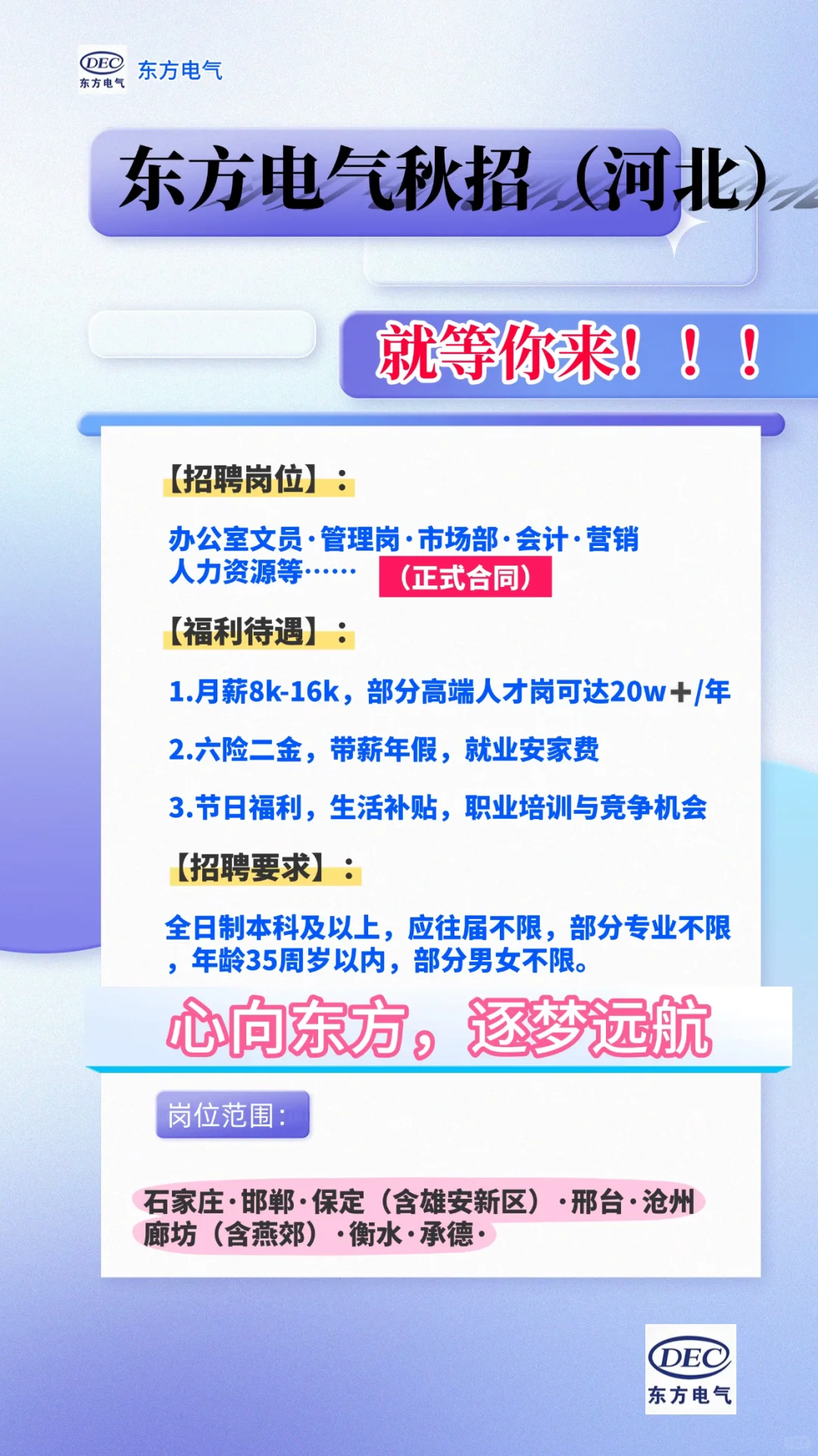 东方电气河北秋招啦！🎆🎆🎆