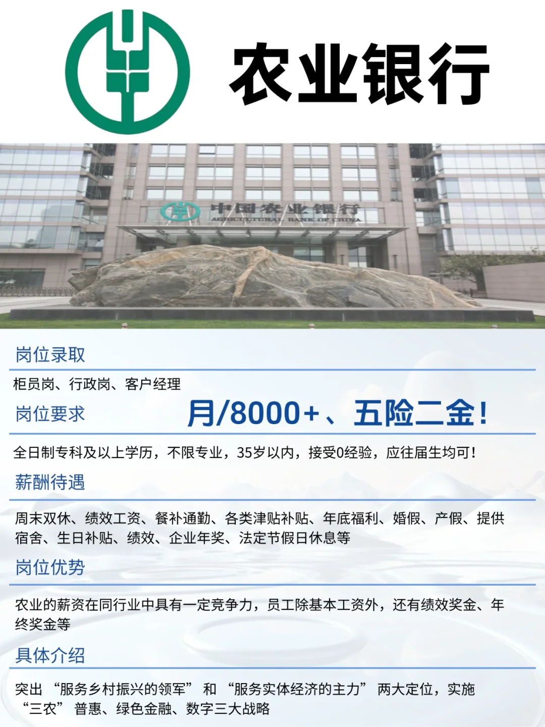 应往届生必看！农业银行秋招启动，速投！