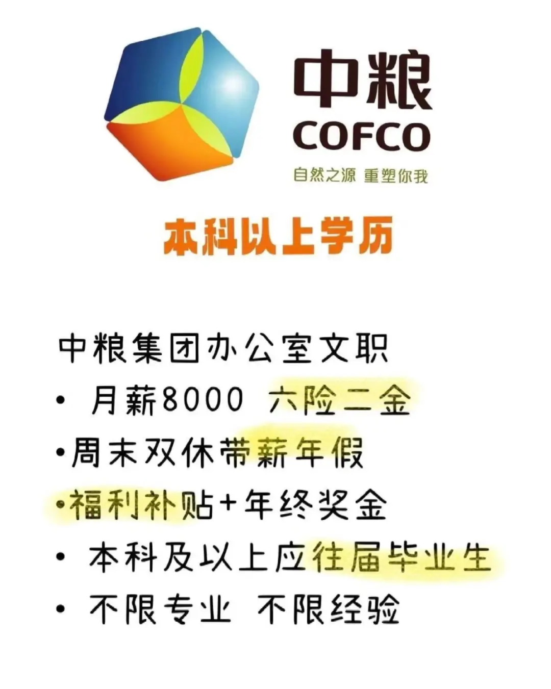 四月中粮集团央国企招聘，开始了近期央国企|