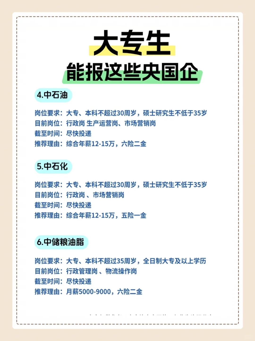 大专生别慌！这些央国企大门为你敞开👇