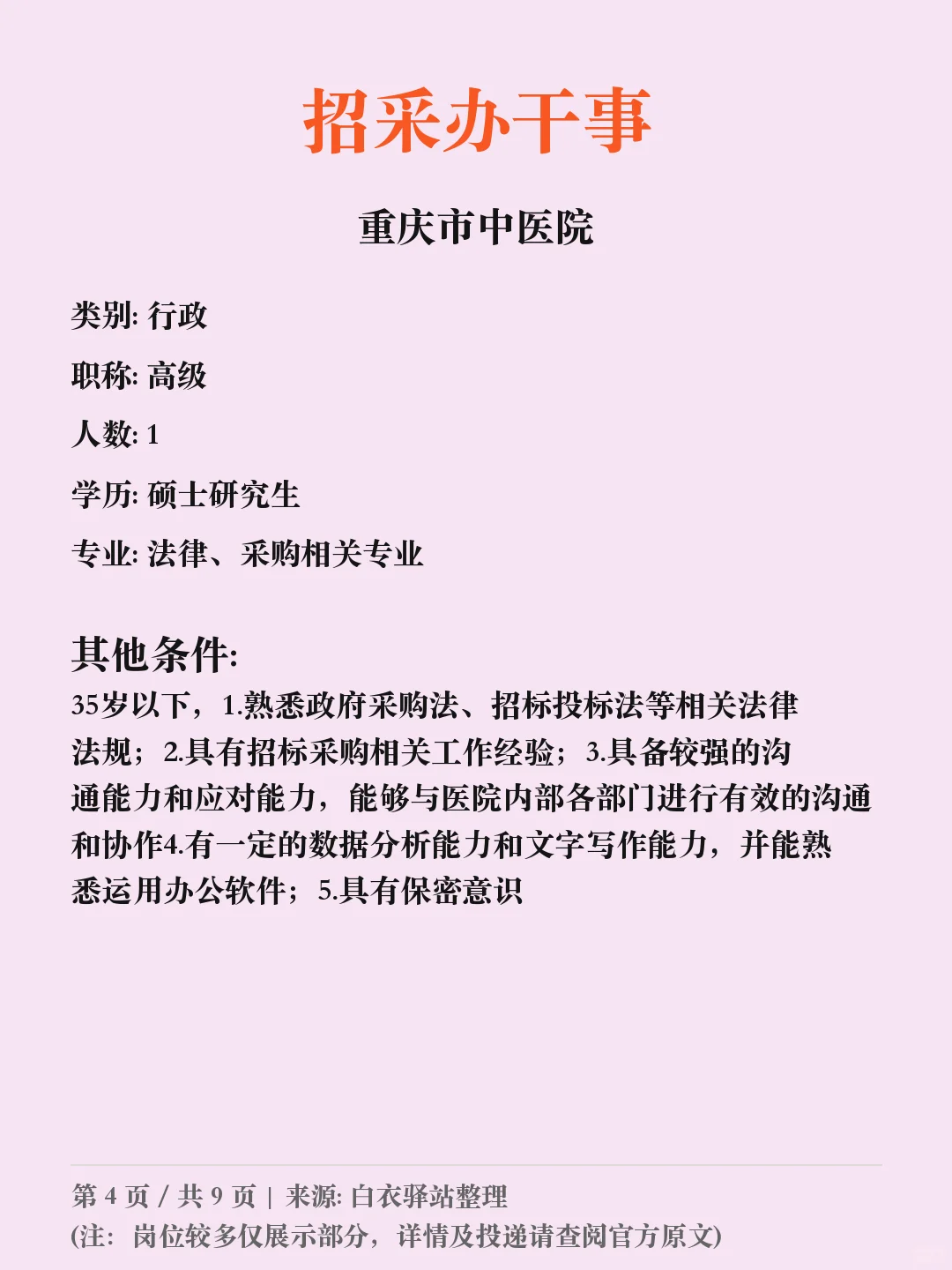 重庆市中医院第八批招聘✨