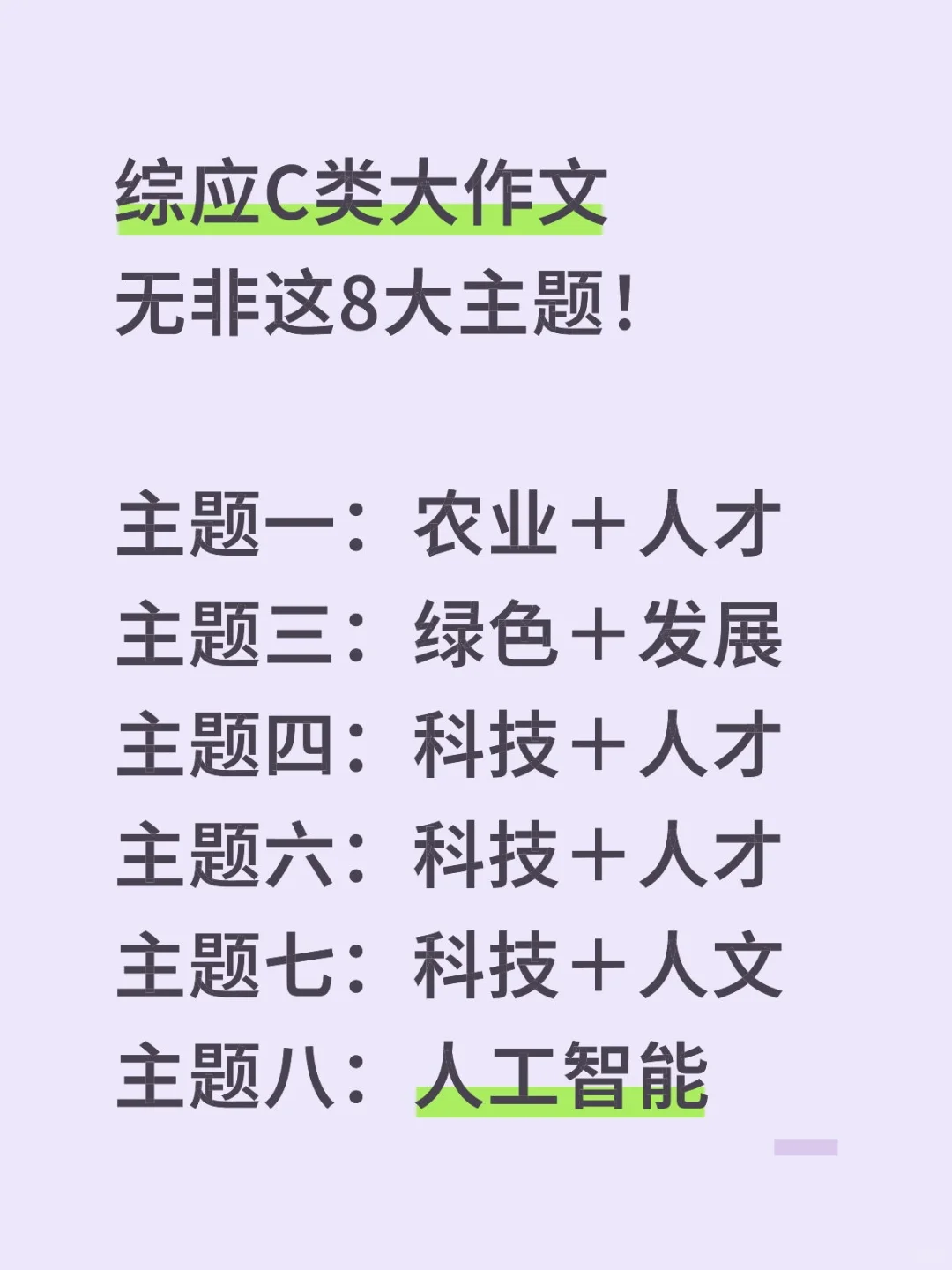 综应C类大作文8大热门主题必背素材