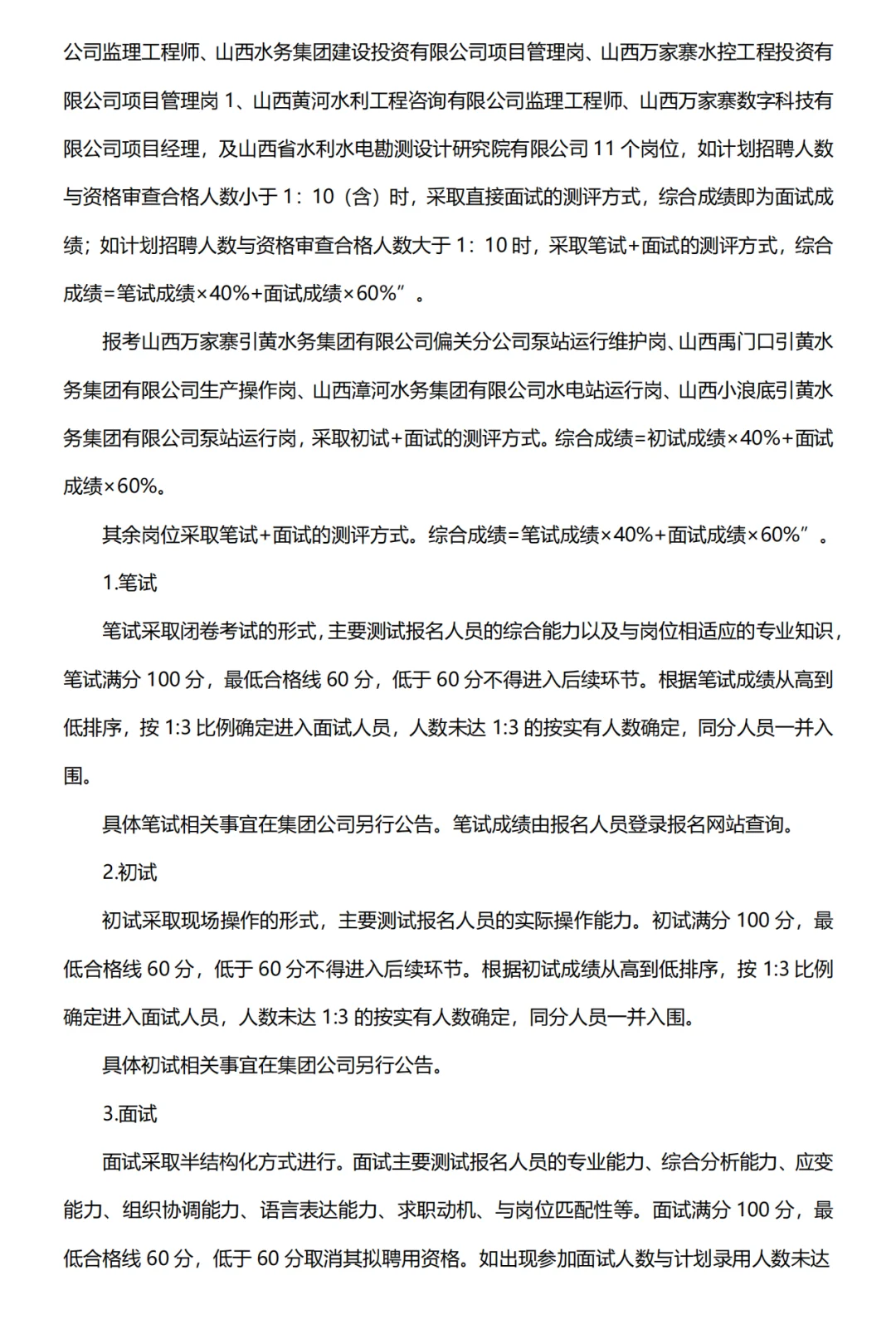 山西万家寨水务控股集团招聘147人