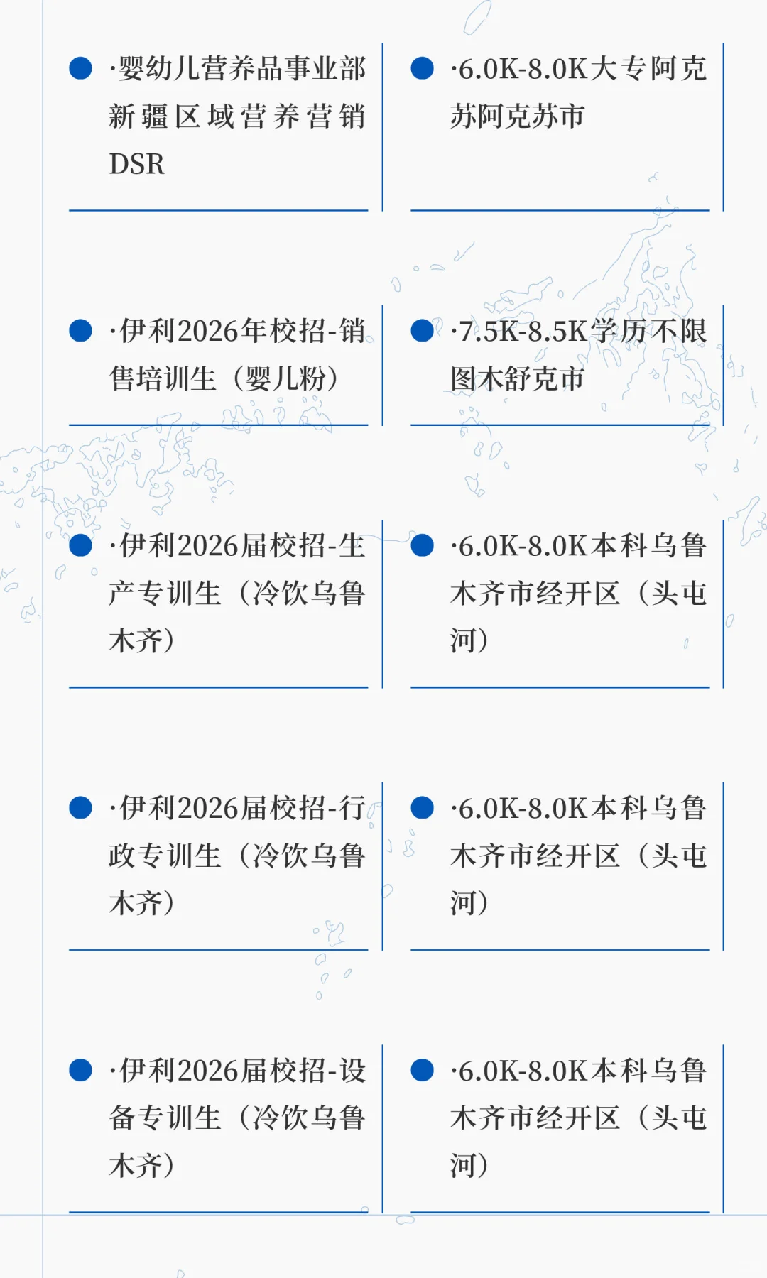 伊利集团（新疆）招聘若干人