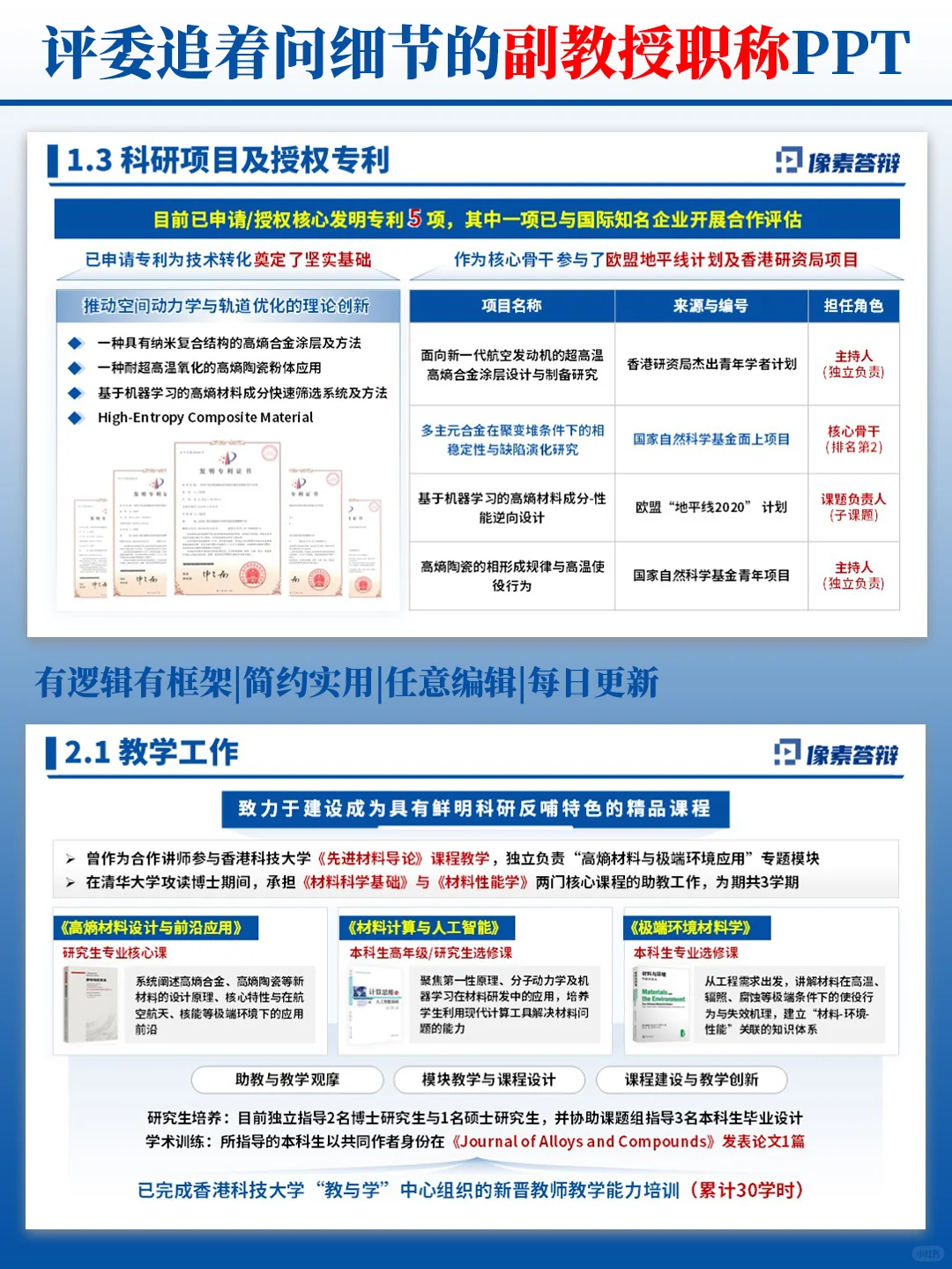 给导师做了份预聘副教授PPT被夸爆了😏