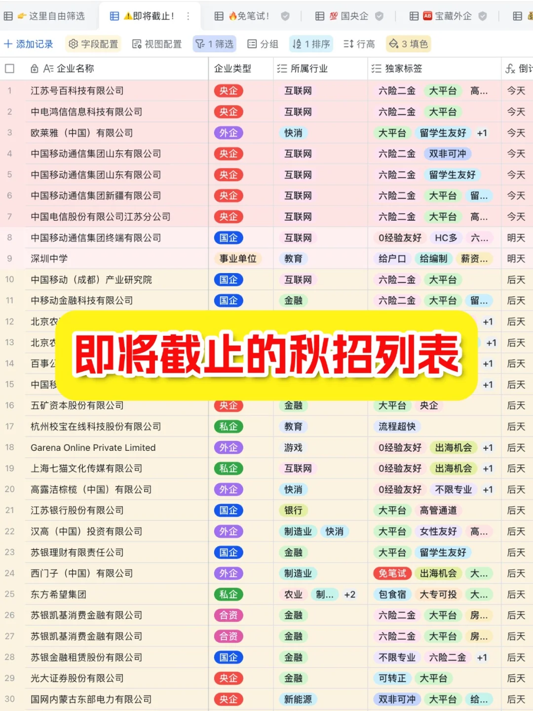 10.13 今天截止的秋招！请马上查漏补缺‼️