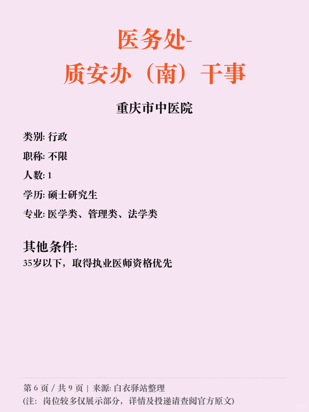 重庆市中医院第八批招聘✨