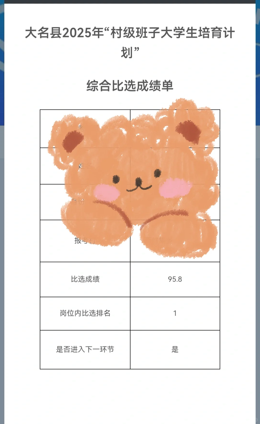 大名村务工作者出成绩了