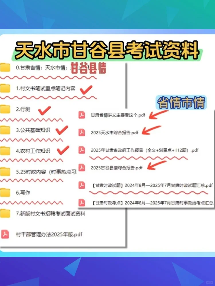 2025天水市甘谷县大学生村文书招聘考试资料