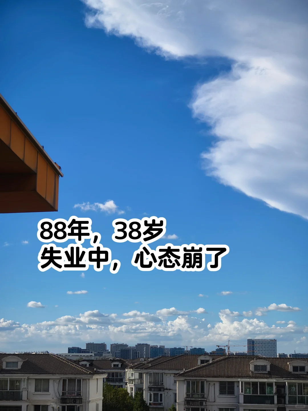 88年，37岁，失业中，心态崩了