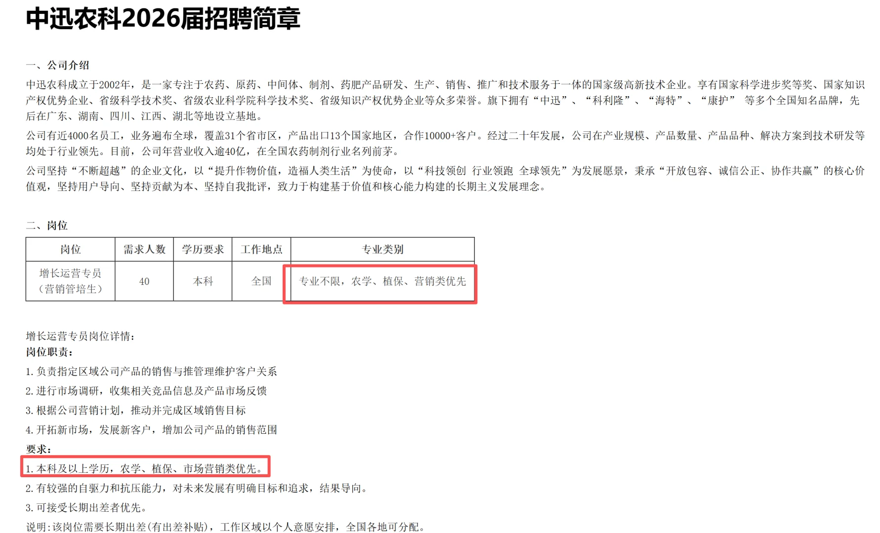 农学就业|硕士年薪12-18W中迅农科2026招聘
