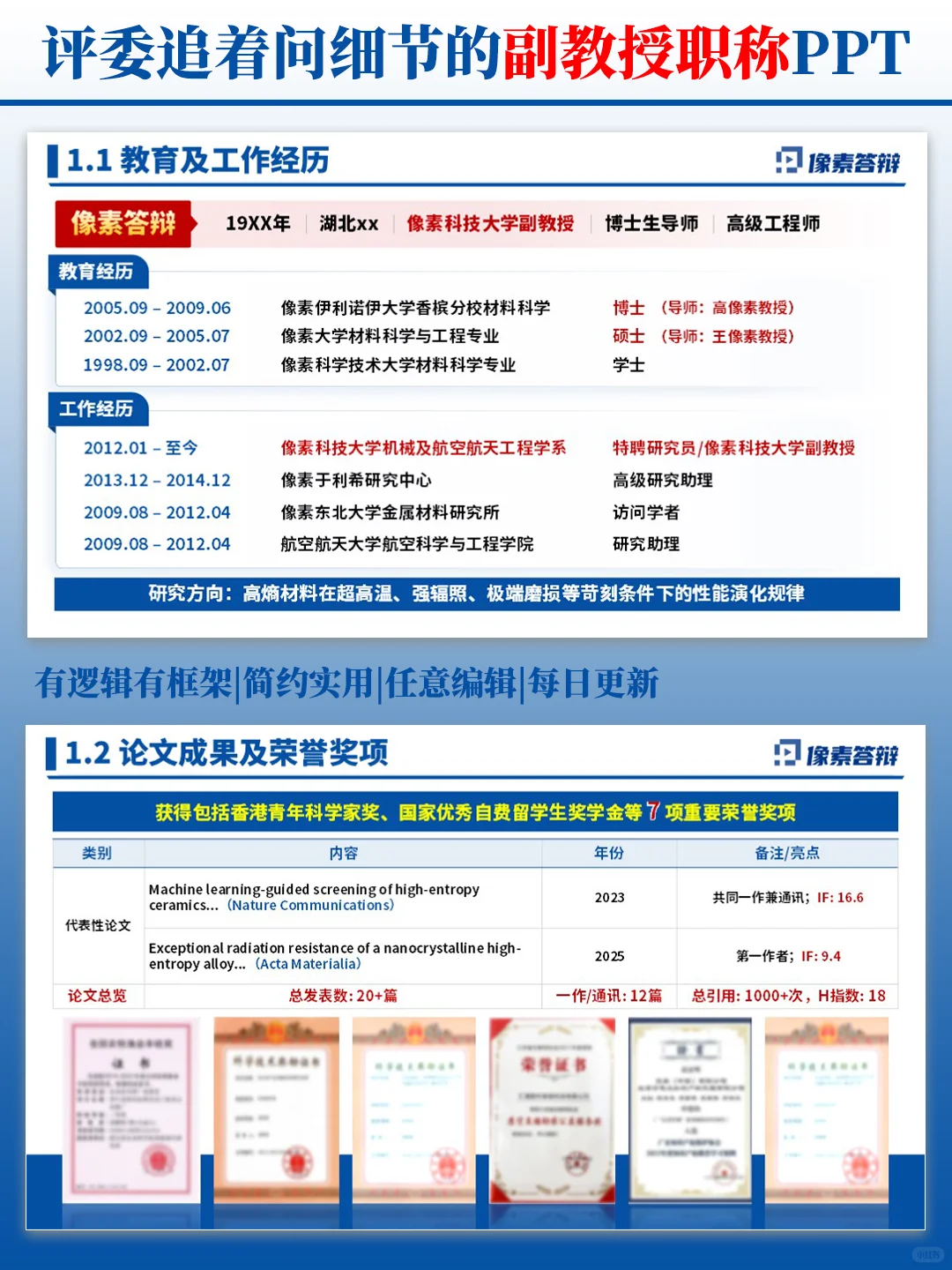 给导师做了份预聘副教授PPT被夸爆了😏