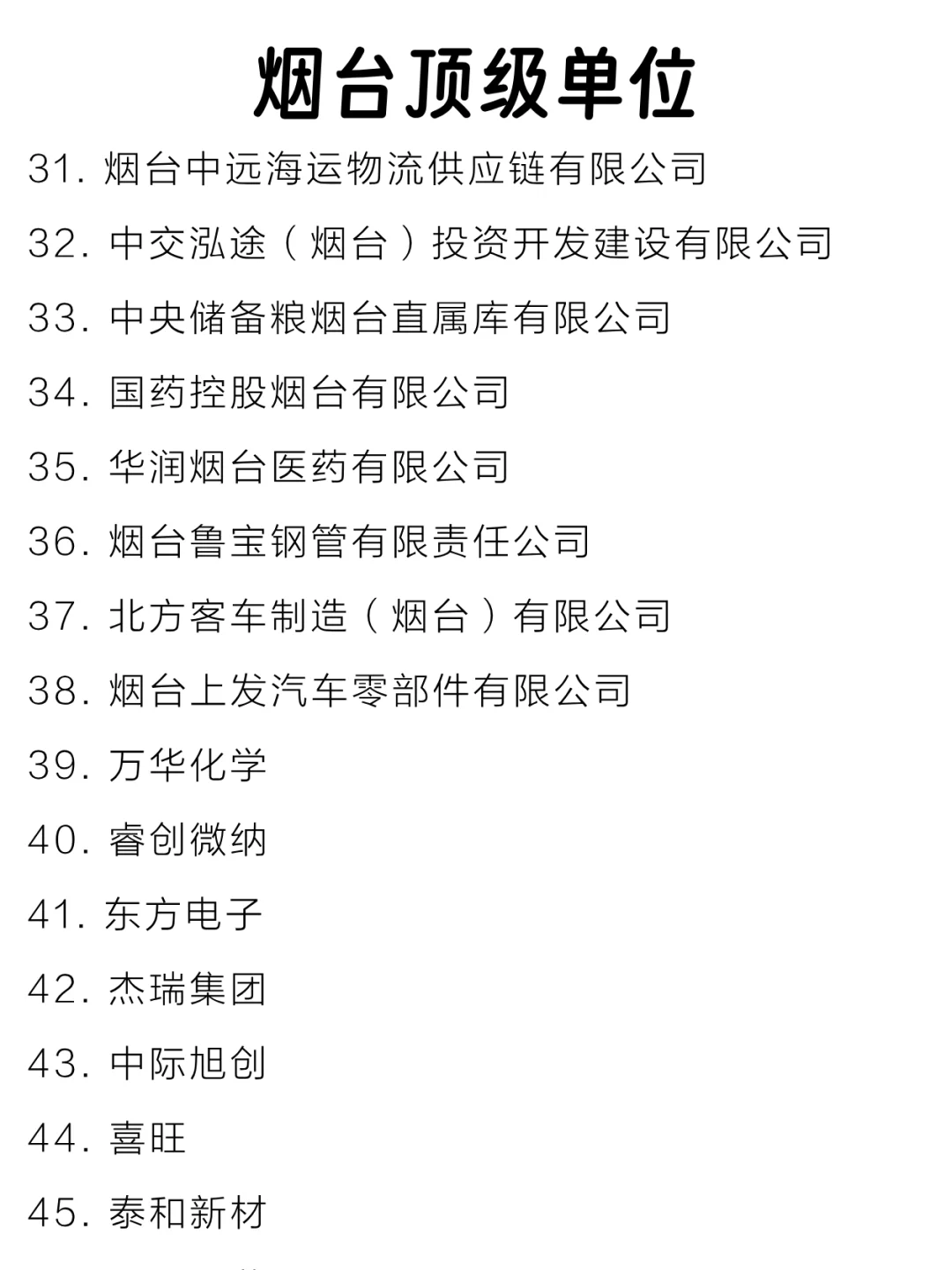 烟台顶级单位盘点来啦～