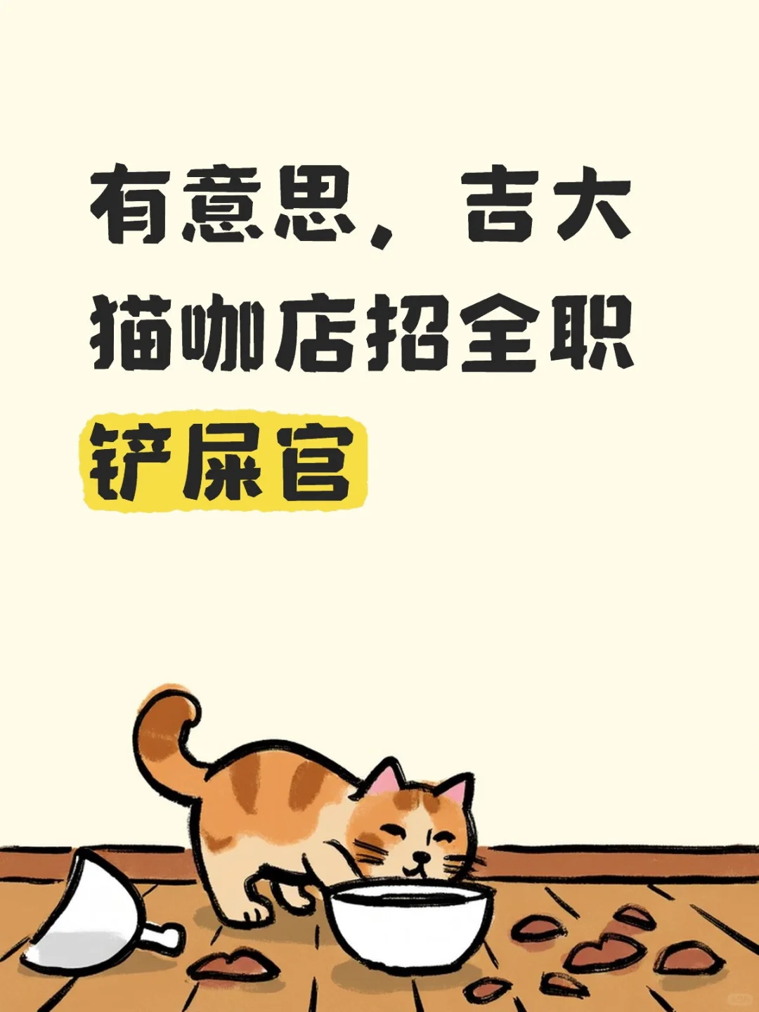吉大猫咖店招全职铲屎官