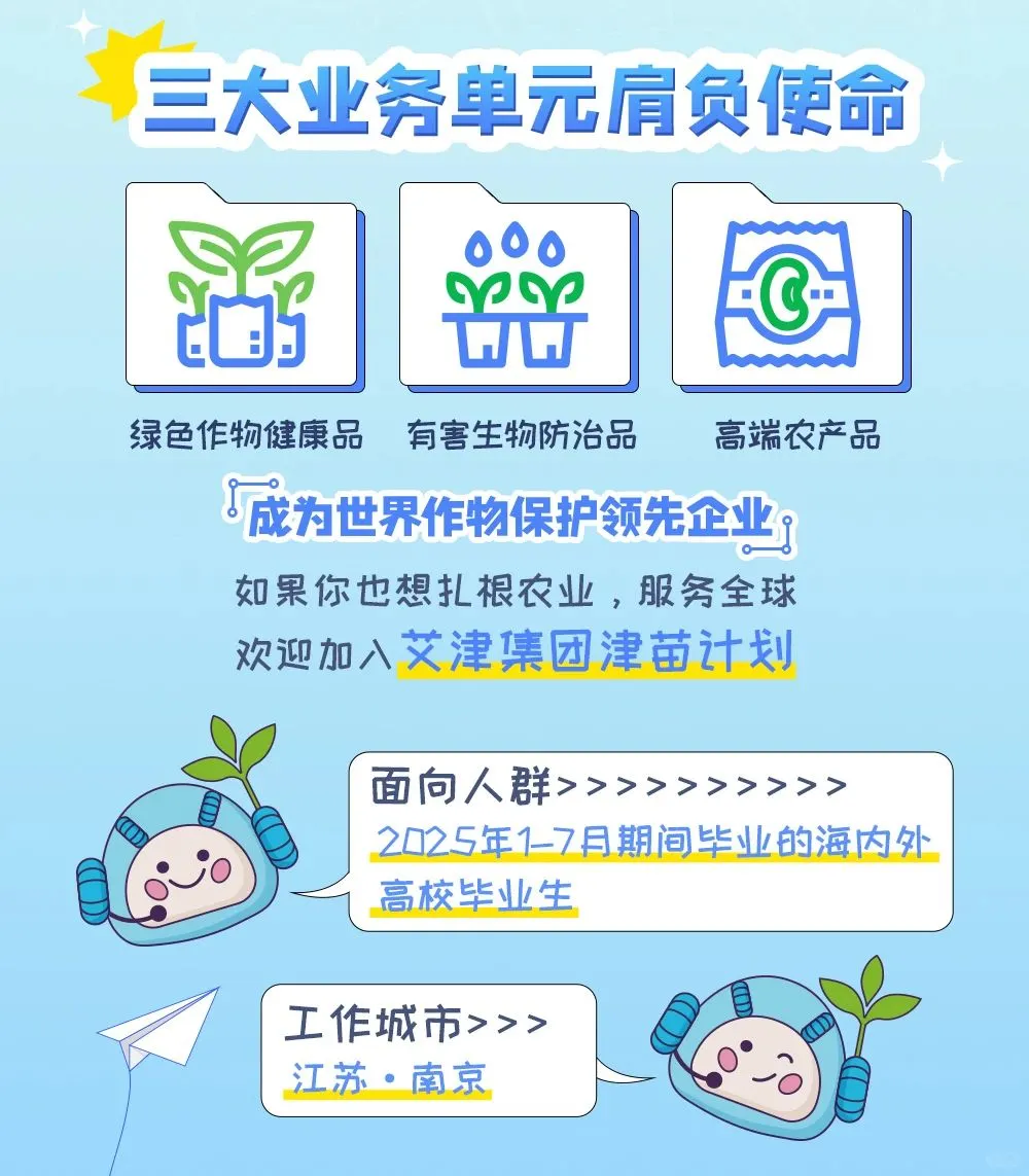 农学就业|艾津集团招聘工作地江苏·南京